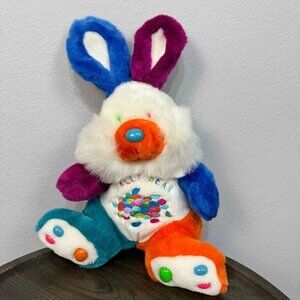 Vintage Jelly Bean Bunny Rabbit Plush Stuffed Animal Easter Color Block